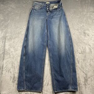 GRLFRND Jeans Womens Size 25 Blue Paola Barrel Leg In Austin Denim Button Fly